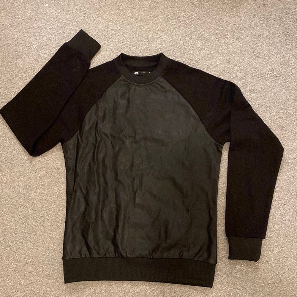Stylish Black oversized fake leather/cotton sweater (women’s and men’s!)